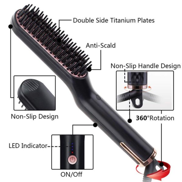 Hair Straightener Brush Men Beard Hair Straightener  2
