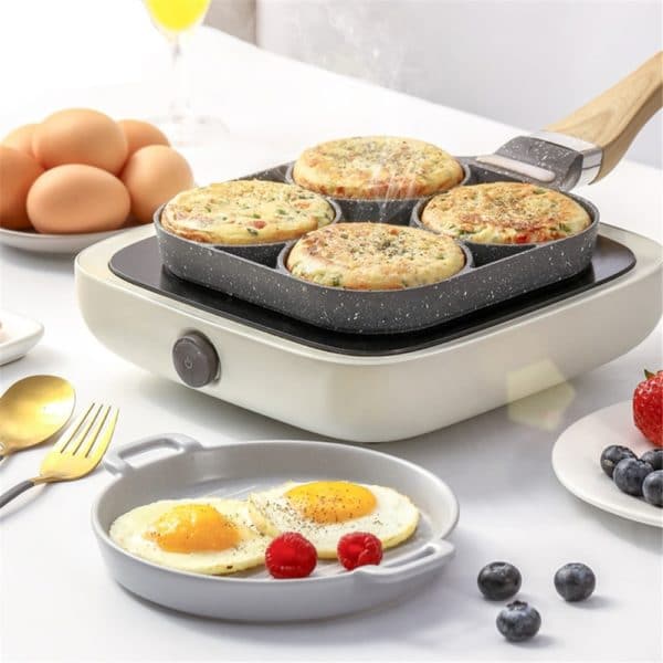 Four-hole Frying Pot Pan Thickened Omelet Pan Non-stick Egg Pancake Steak Pan Cooking Egg Ham Pans Breakfast Maker Cookware 2