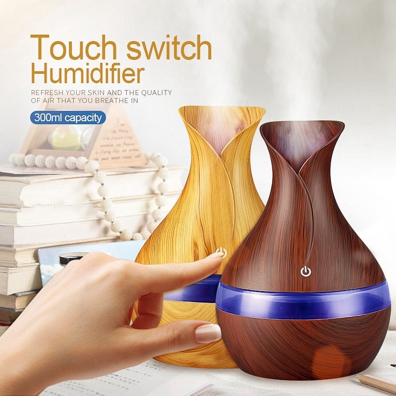 300 Ml Ultrasonic Air Humidifier Aroma Essential Oil Diffuser With Wood Grain 7 Color Changing Led Lights For Office Home 3 300 Ml Ultrasonic Air Humidifier Aroma Essential Oil Diffuser With Wood Grain 7 Color Changing Led Lights For Office Home 3