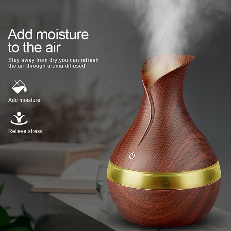 300 Ml Ultrasonic Air Humidifier Aroma Essential Oil Diffuser With Wood Grain 7 Color Changing Led Lights For Office Home 6 300 Ml Ultrasonic Air Humidifier Aroma Essential Oil Diffuser With Wood Grain 7 Color Changing Led Lights For Office Home 6
